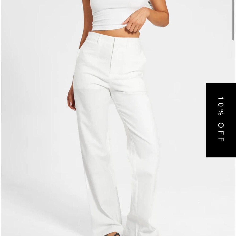 Elegant White linen Women's Pants